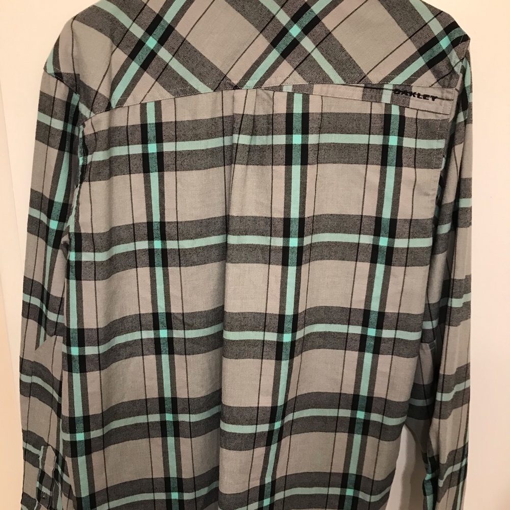 Oakley Button Down Flannel - Gray L - image 2